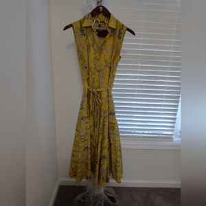 Elegantly flared casual tailored button down dress with side pockets